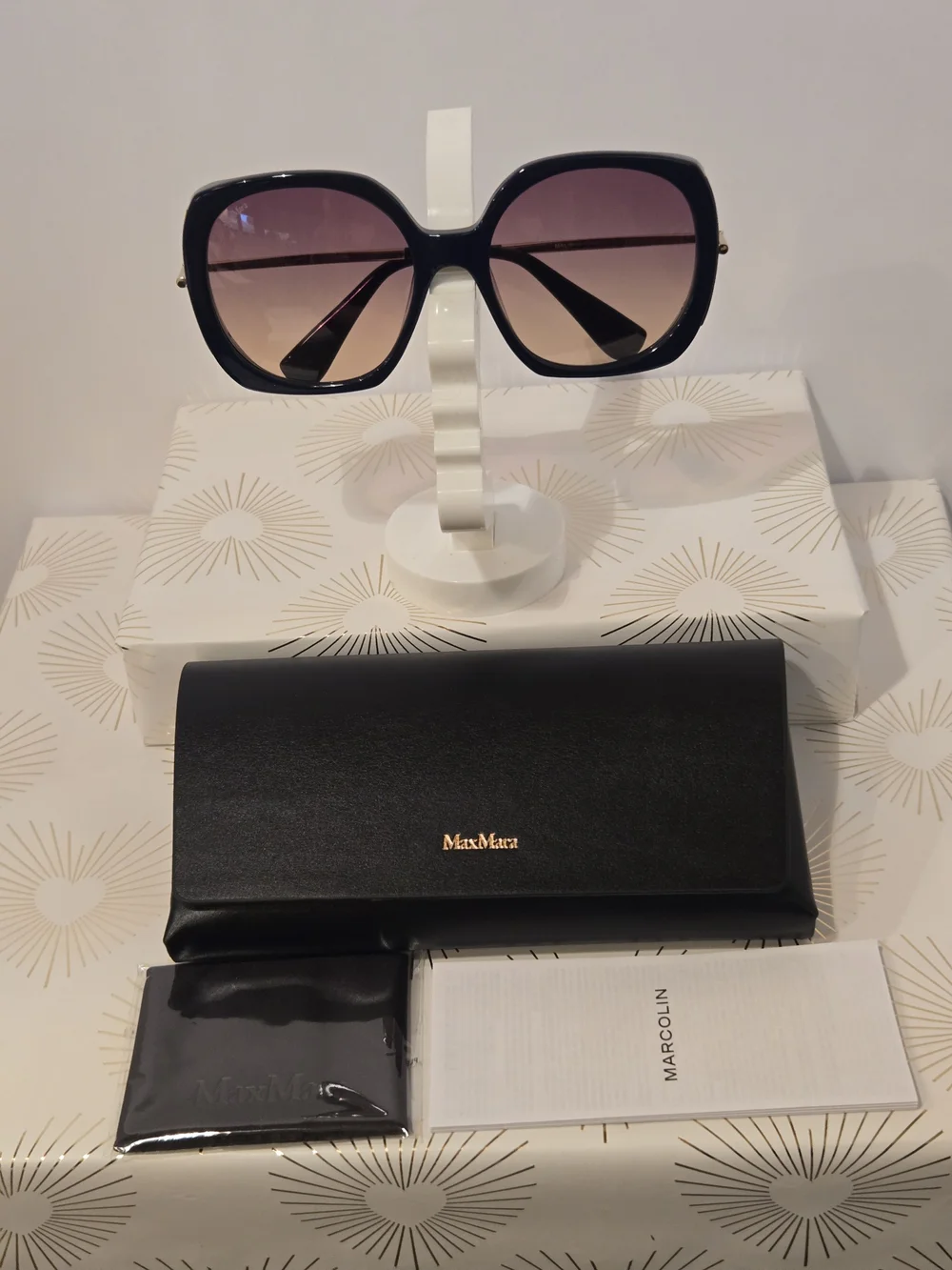 MaxMara Dark Navy Frame Sunglasses with Gradient Lenses
